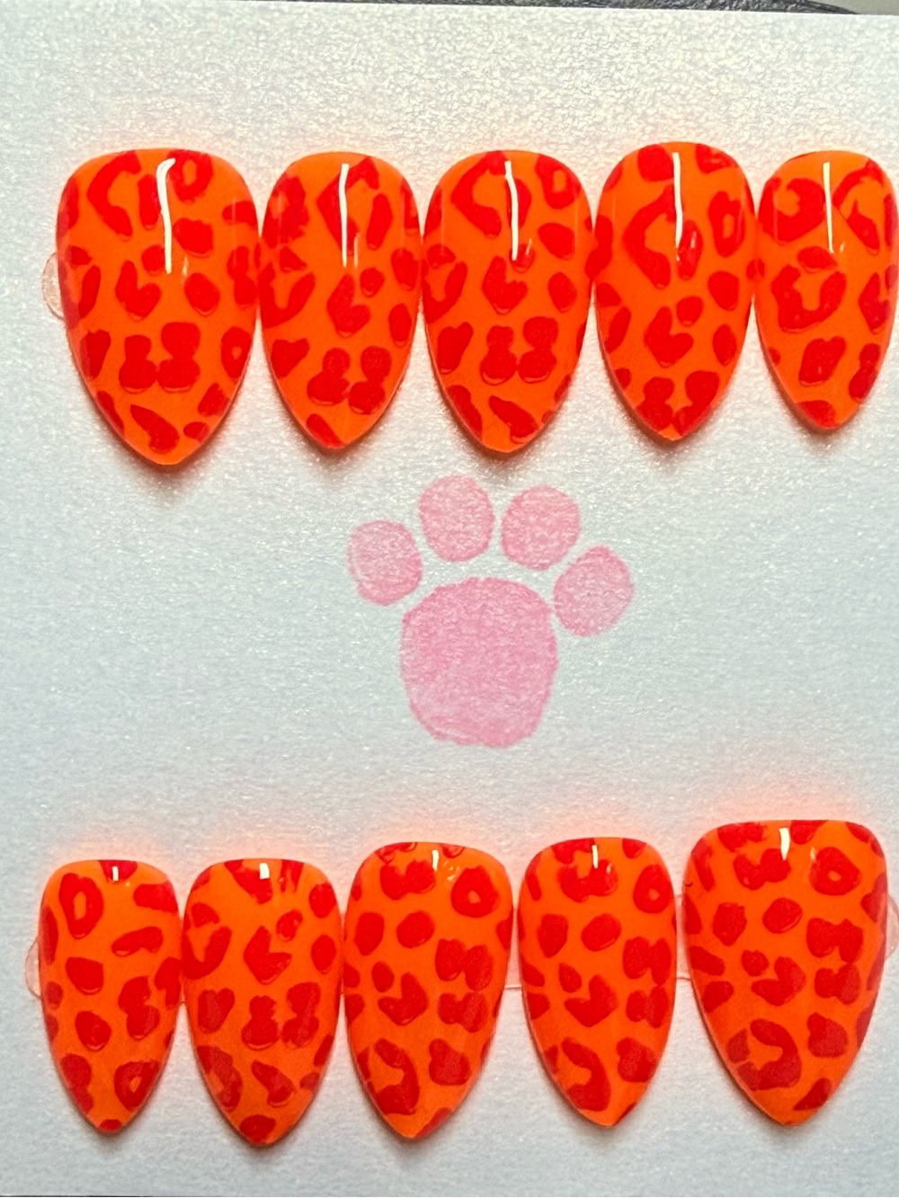 Orange Leopard Print press on Nails extra short almond size medium